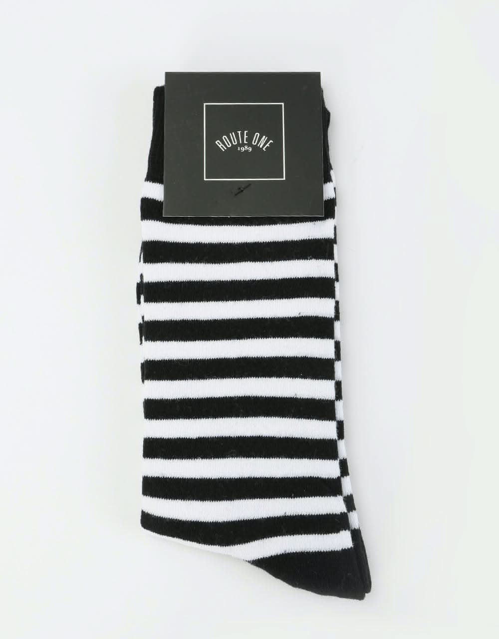 Route One Striped Socks - Black/White