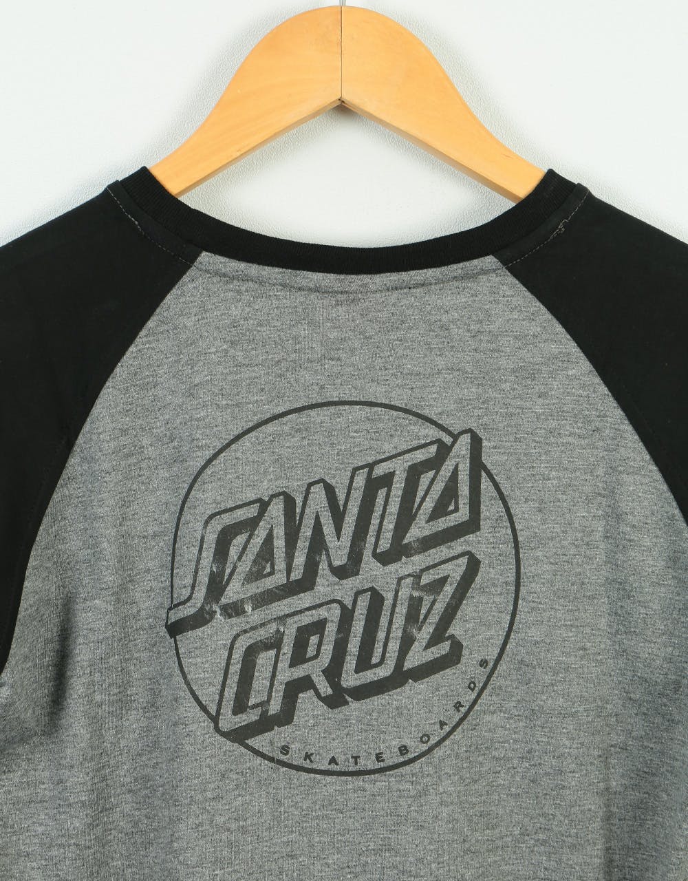 Santa Cruz Opus Dot Kids Baseball T-Shirt - Black/Dark Heather