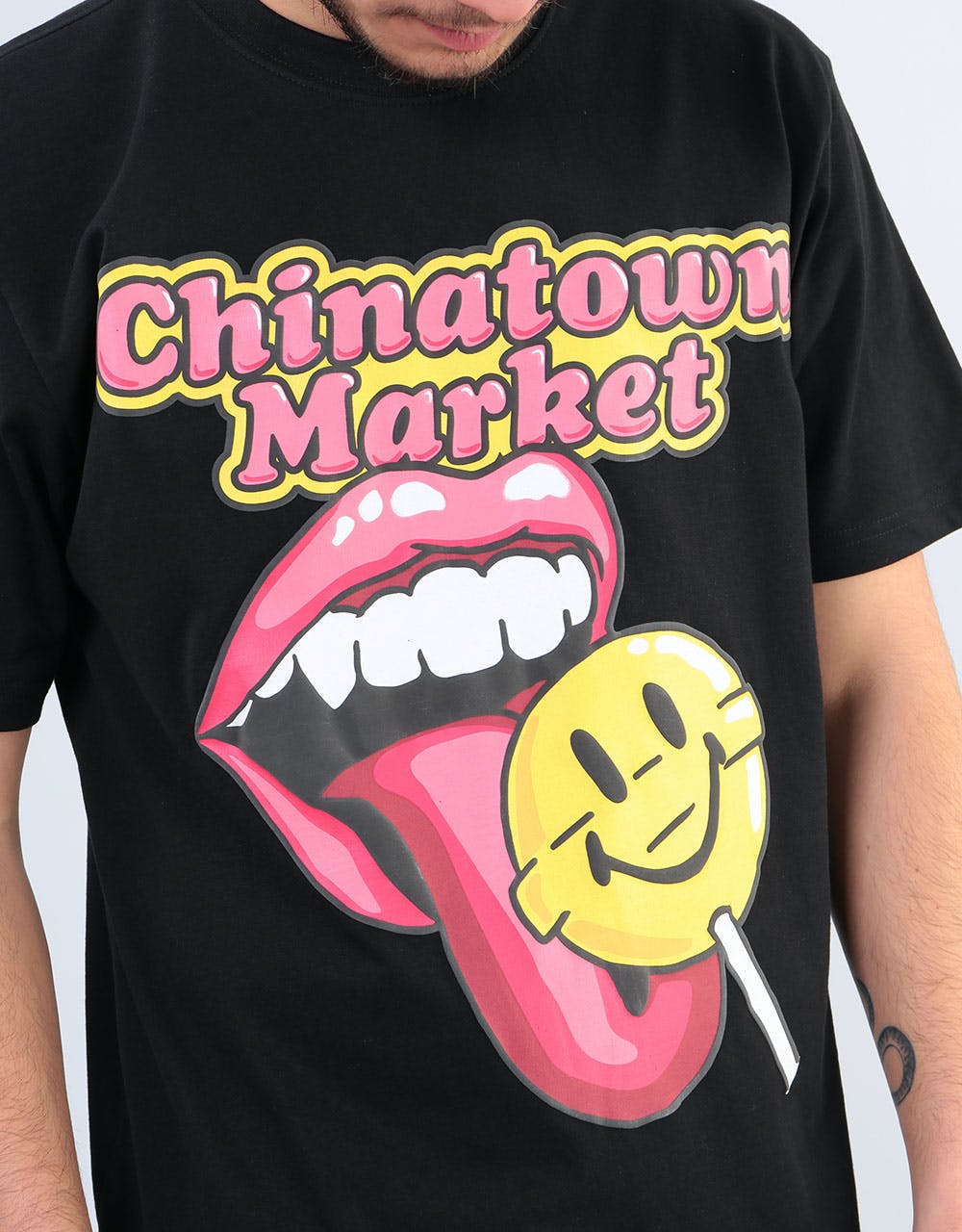 Chinatown Market Smiley Lollipop T-Shirt - Black