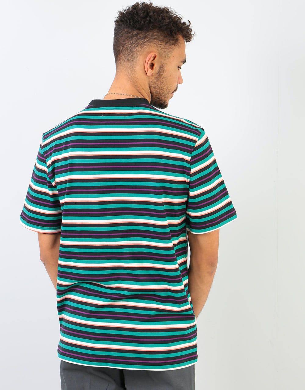 Welcome Surf Stripe S/S Knit T-Shirt - Teal/Black/Bone