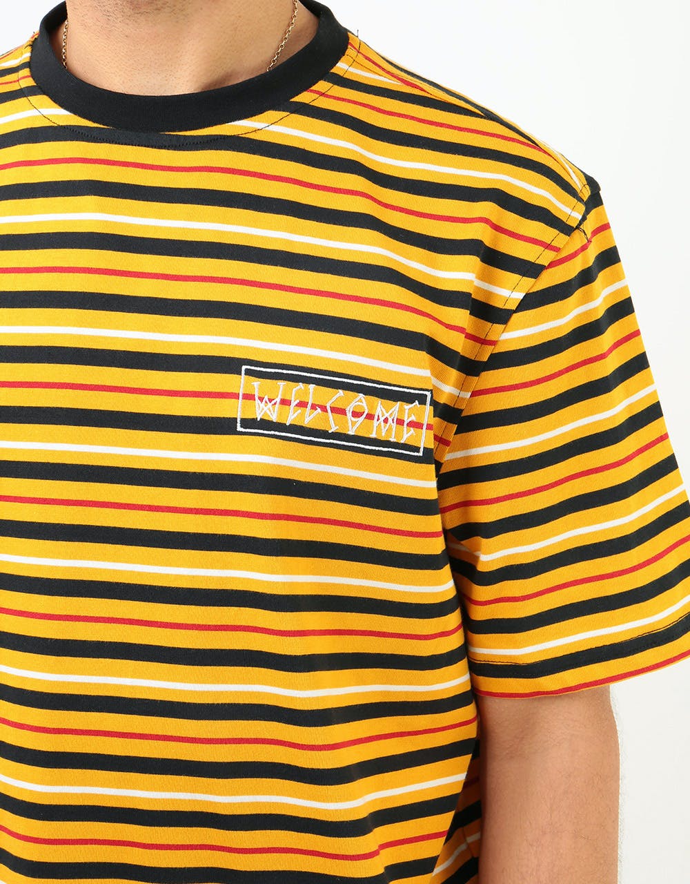 Welcome Surf Stripe S/S Knit T-Shirt - Gold/Black/Bone