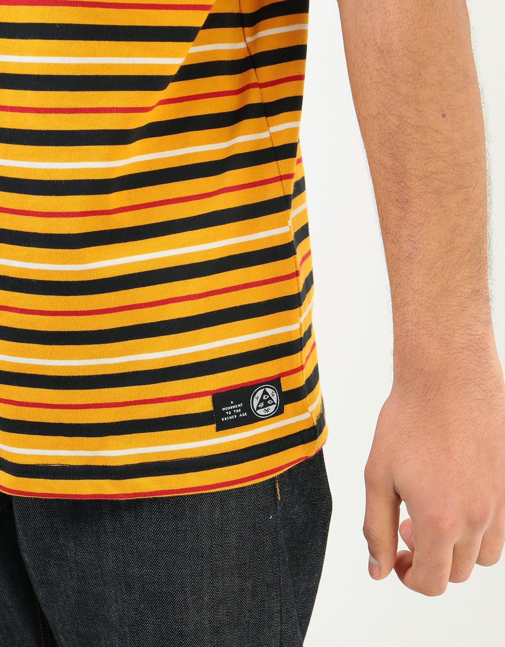 Welcome Surf Stripe S/S Knit T-Shirt - Gold/Black/Bone