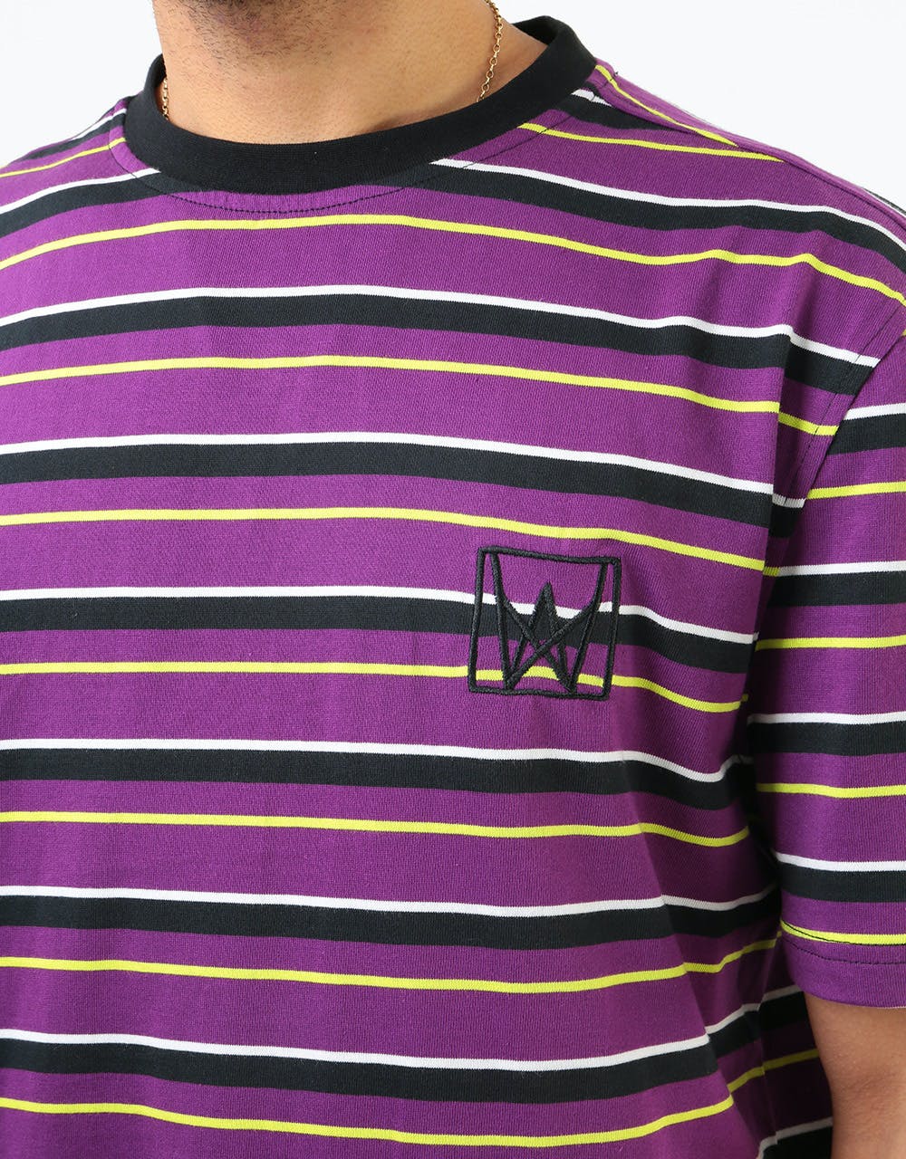Welcome Icon Stripe S/S Knit T-Shirt - Purple/Black/Lime