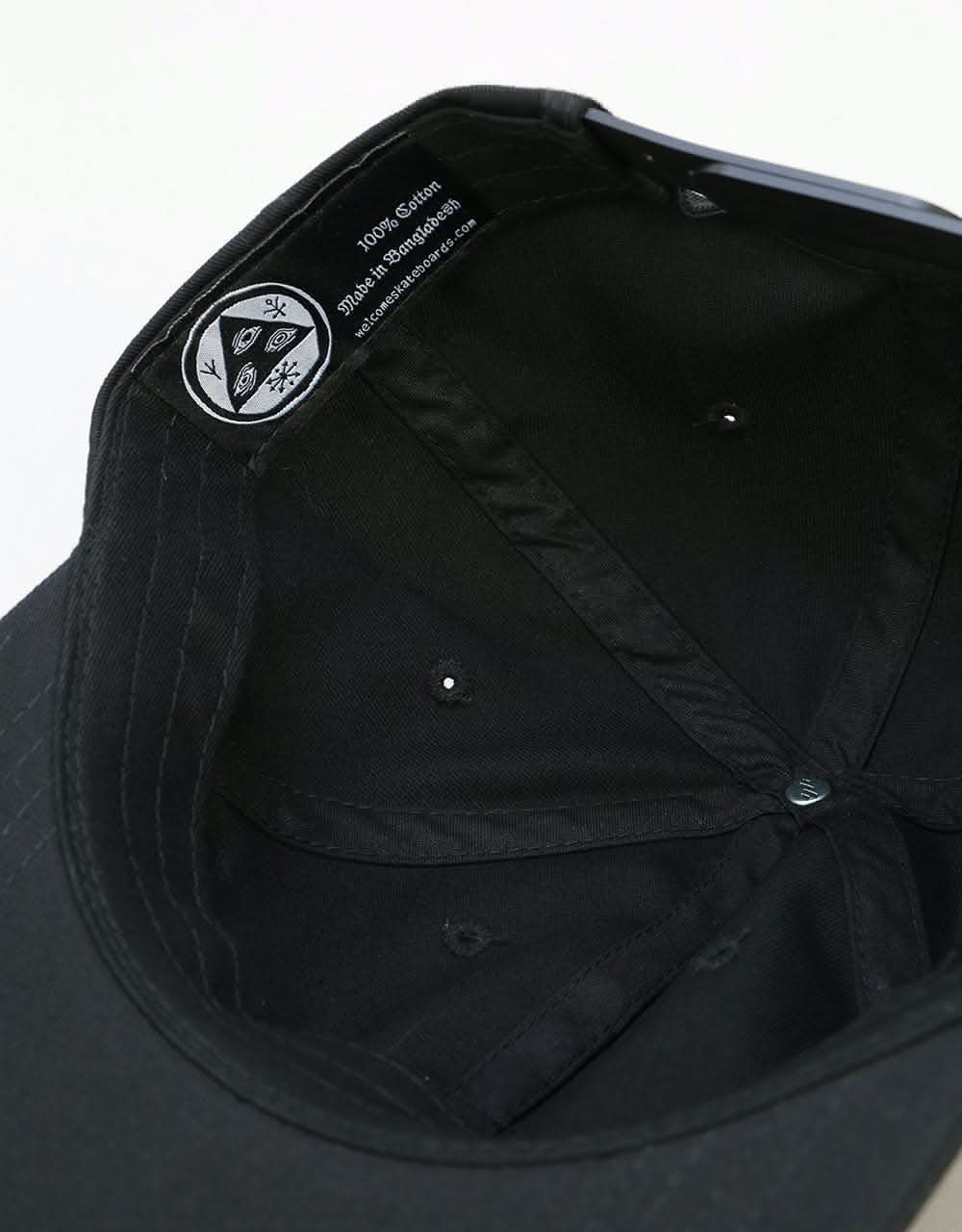 Welcome Smiley Unstructured Snapback Cap - Black