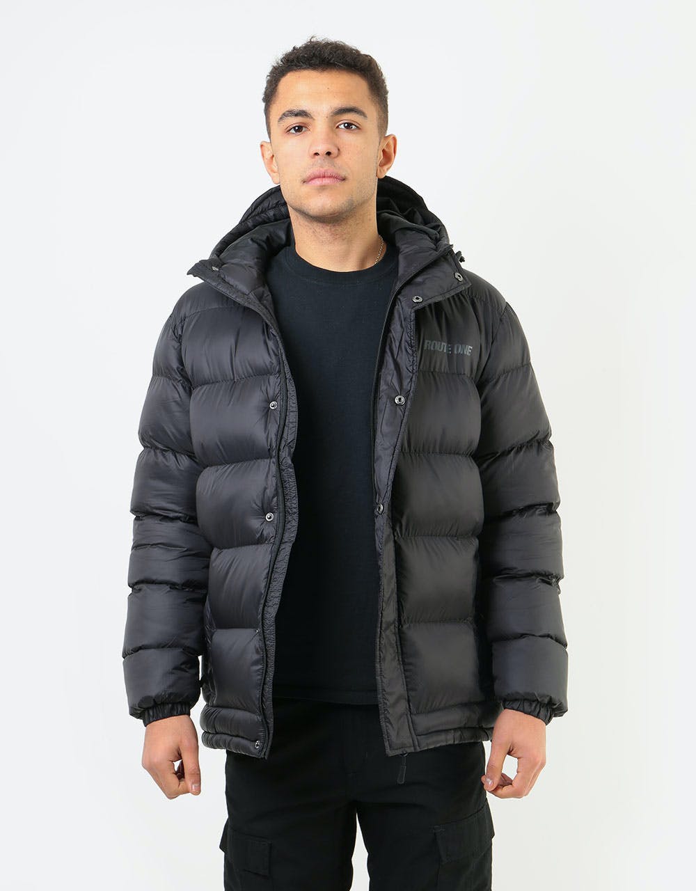 Route One Vostok Hooded Puffer Jacket - Black