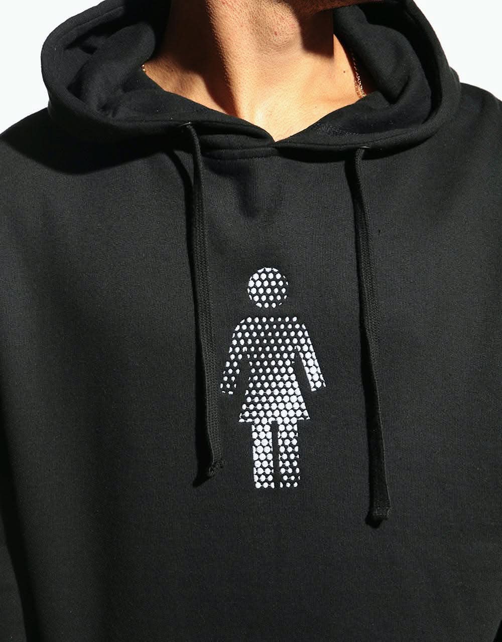 Girl Dot OG Emboidered Pullover Hoodie - Black