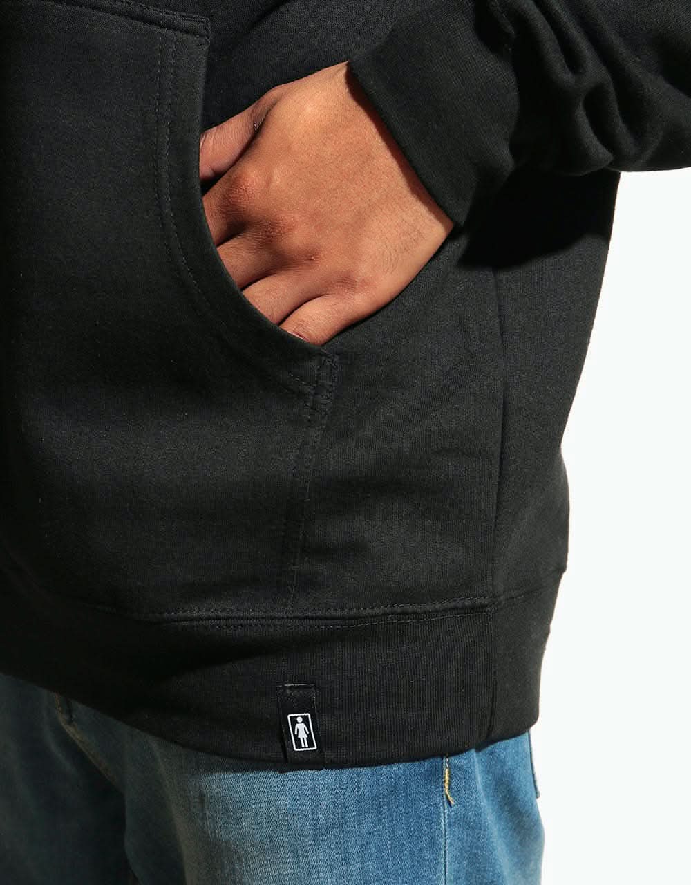 Girl Dot OG Emboidered Pullover Hoodie - Black