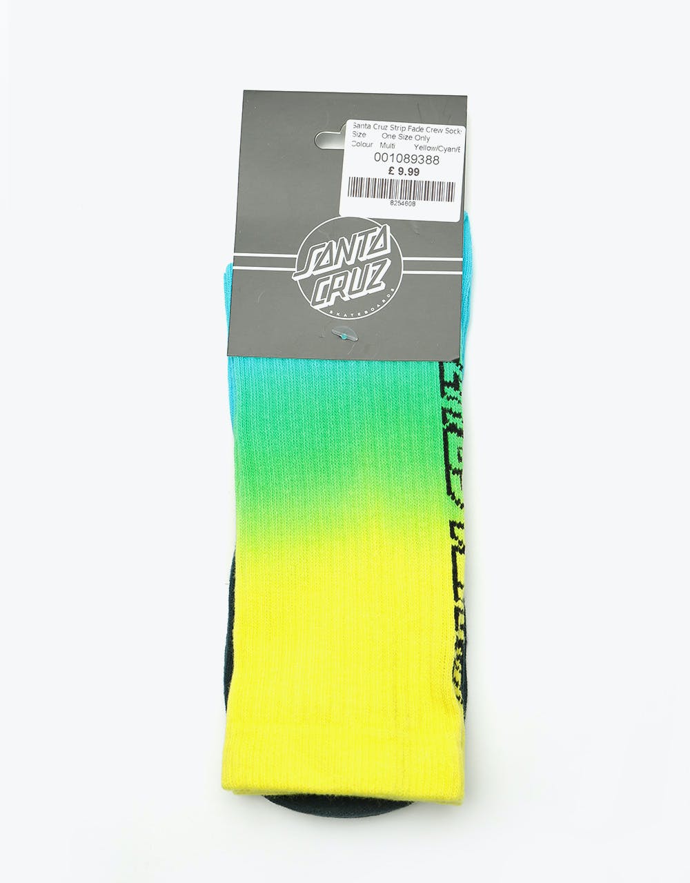 Santa Cruz Strip Fade Crew Socks - Yellow/Cyan/Black