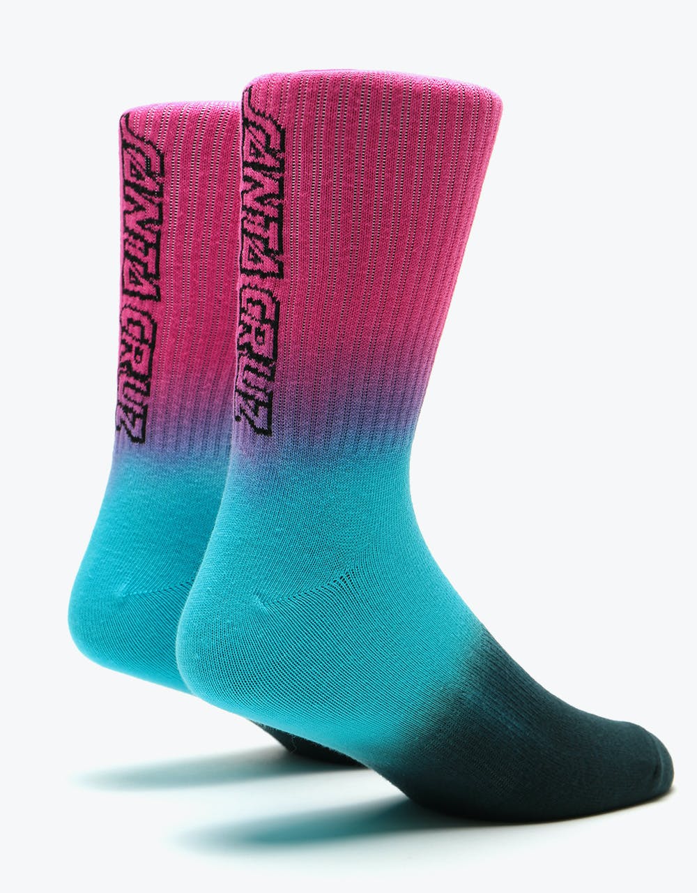 Santa Cruz Strip Fade Crew Socks - Magenta/Cyan/Black