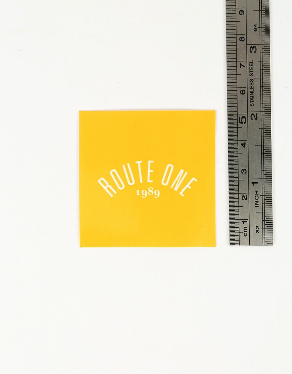 Route One Square Arch Logo Small Sticker - Orange/White