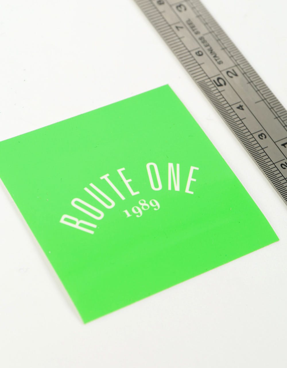 Route One Square Arch Logo Small Sticker - Olive/White