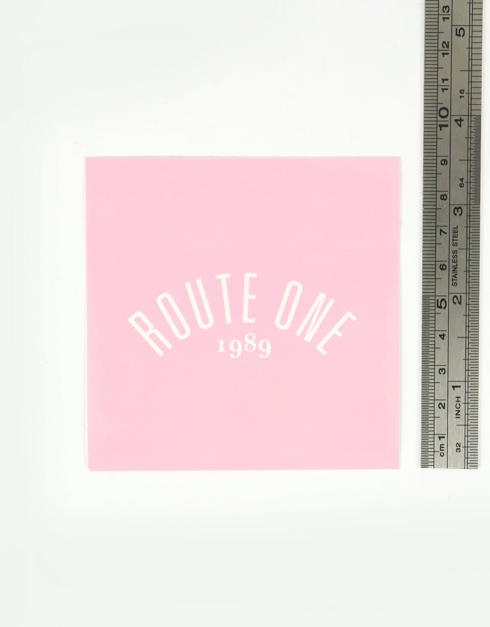 Route One Square Arch Logo Large Sticker - Pink/White