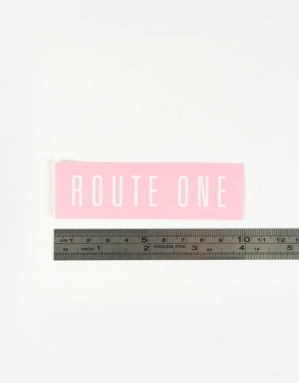 Route One Straight Logo Small Sticker - Pink/White
