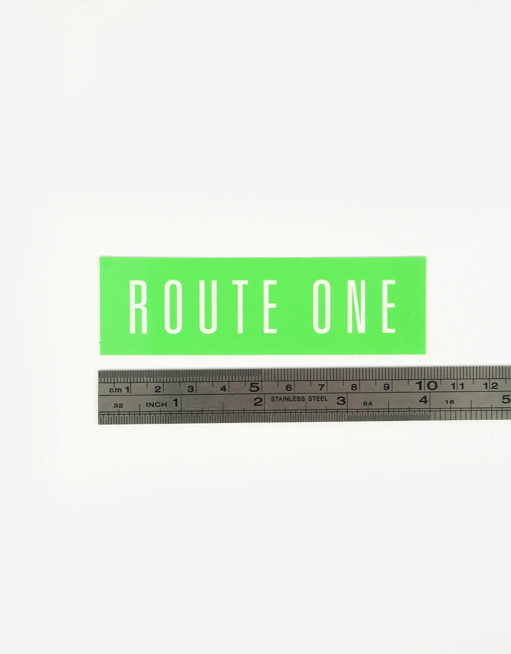 Route One Straight Logo Small Sticker - Olive/White