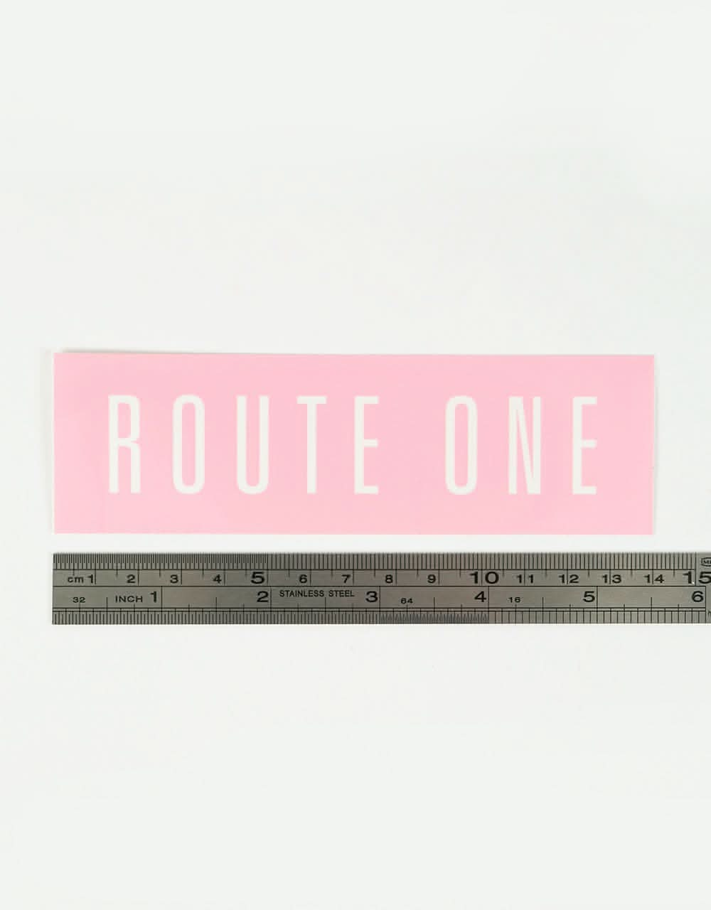 Route One Straight Logo Large Sticker - Pink/White