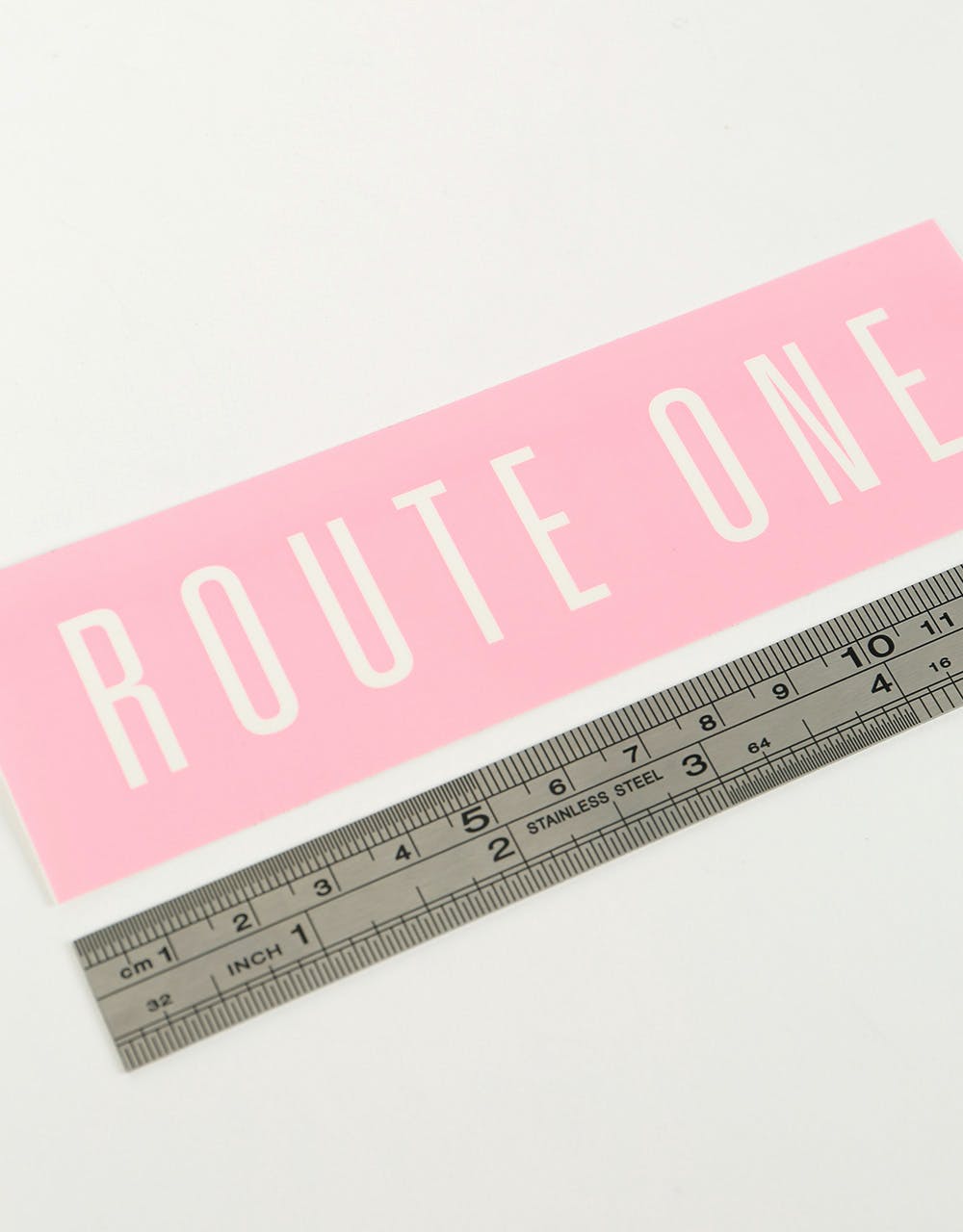 Route One Straight Logo Large Sticker - Pink/White