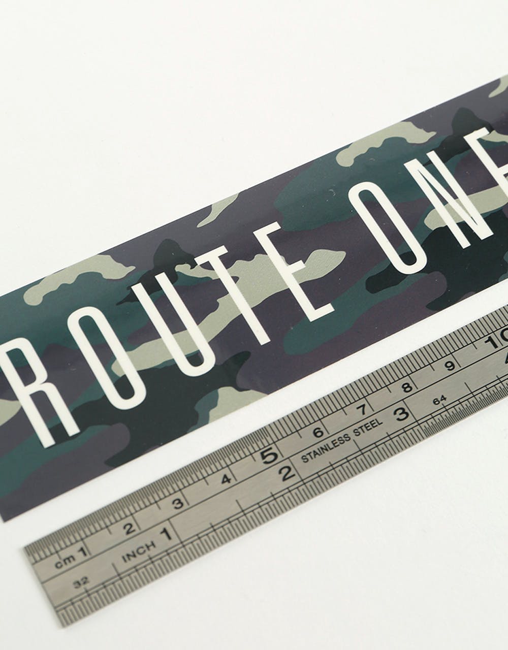 Route One Straight Logo Large Sticker - Camo
