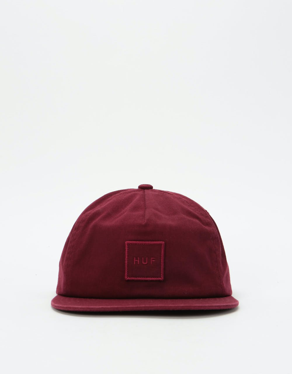 HUF Garment Wash Box Logo Snapback Cap - Burgundy