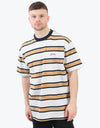 Butter Goods Pine Stripe T-Shirt - Tan/Navy