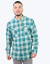 Brixton Bowery LW L/S Shirt - Aqua/White