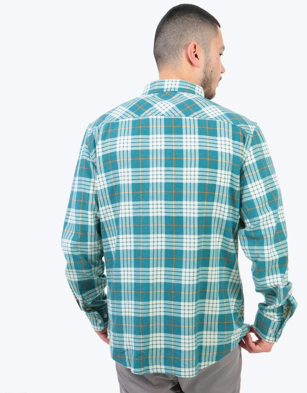 Brixton Bowery LW L/S Shirt - Aqua/White