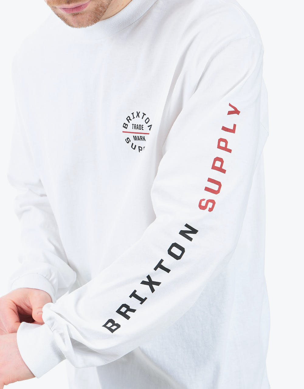 Brixton Oath VI L/S T-Shirt - White/Rust