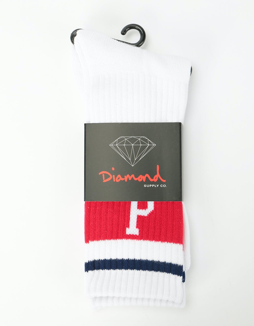 Diamond Supply Co. Un Polo Hgh Top Socks - White/Red
