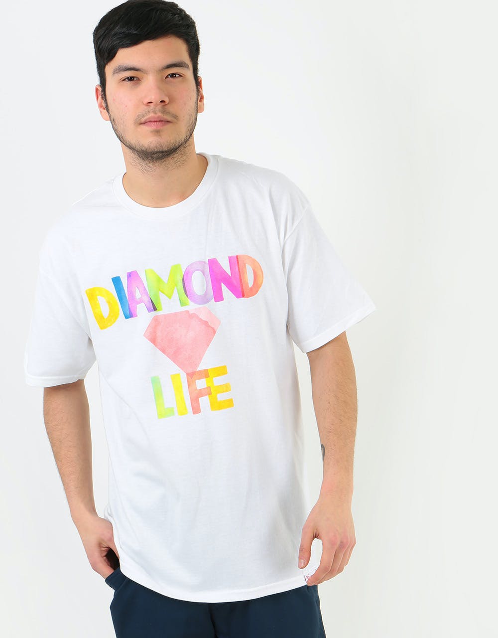 Diamond Watercolour T-Shirt - White