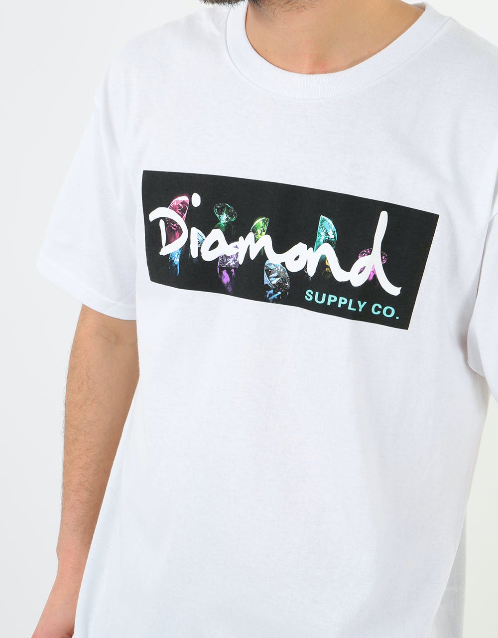Diamond Colour Box Logo T-Shirt - White