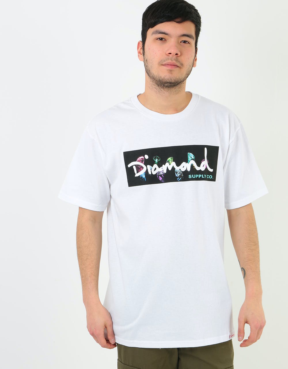 Diamond Colour Box Logo T-Shirt - White