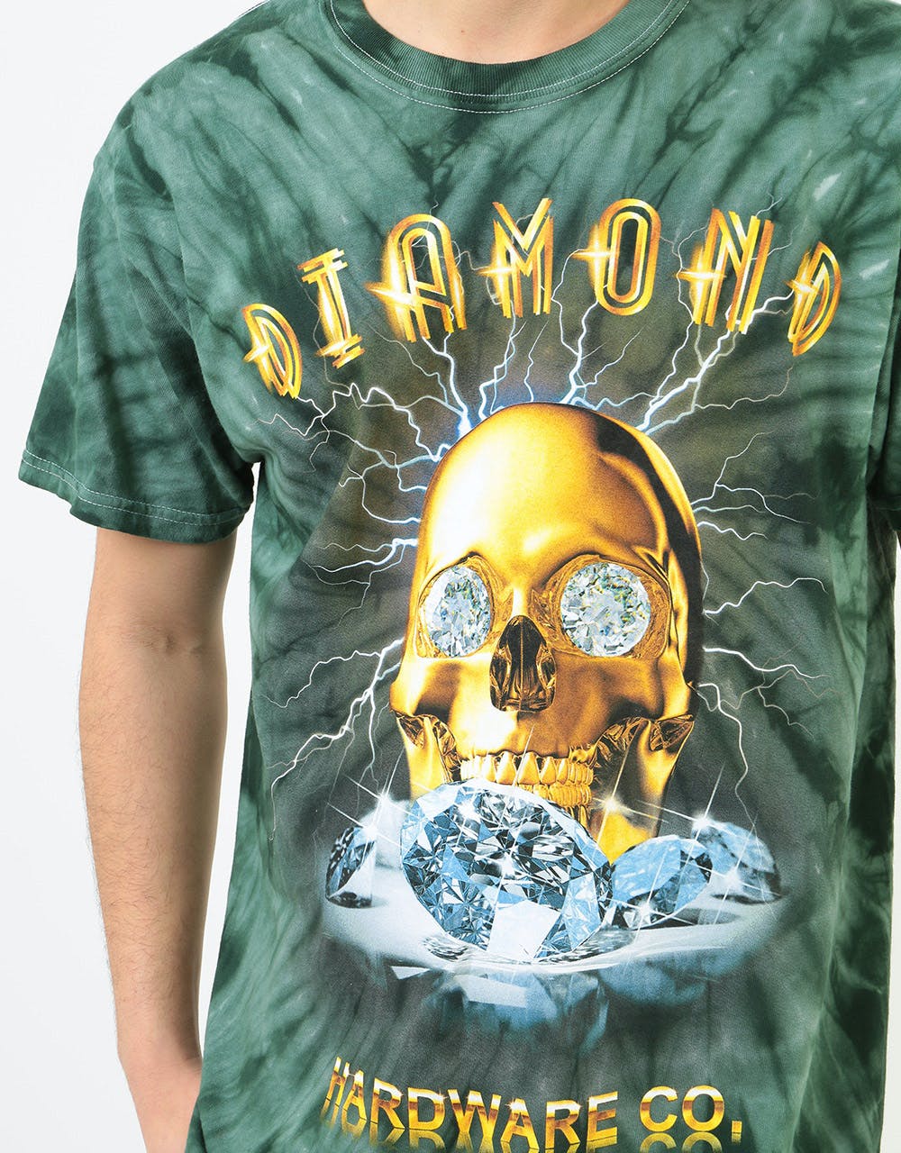 Diamond Gold Skull Tie Dye T-Shirt - Green