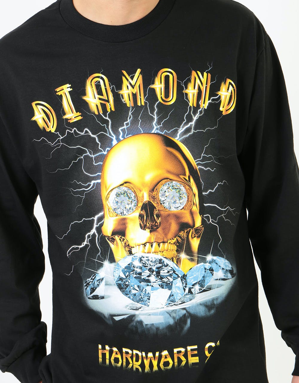 Diamond Gold Skull L/S T-Shirt - Black