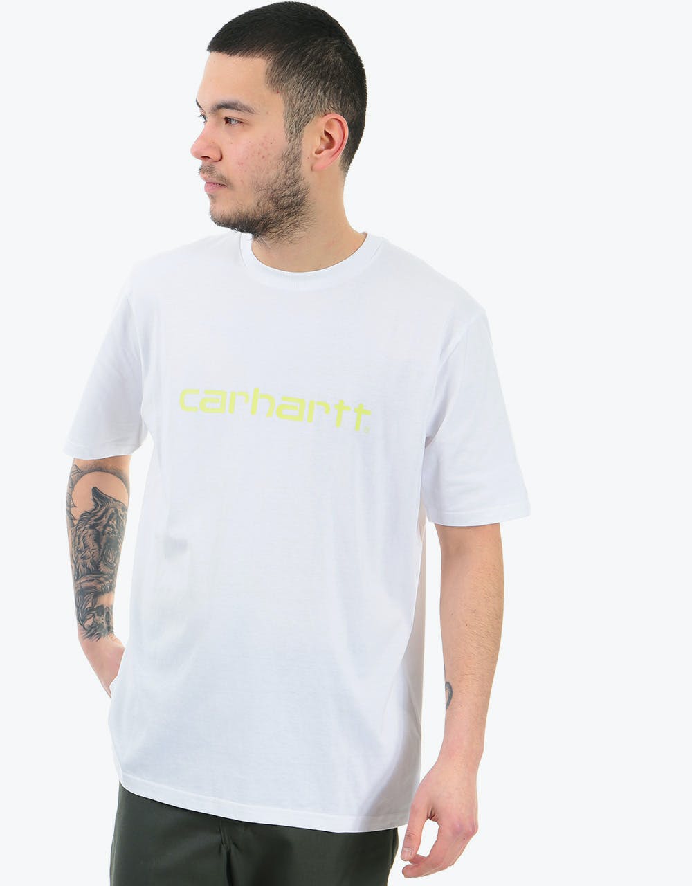 Carhartt WIP S/S Script T-Shirt - White/Lime