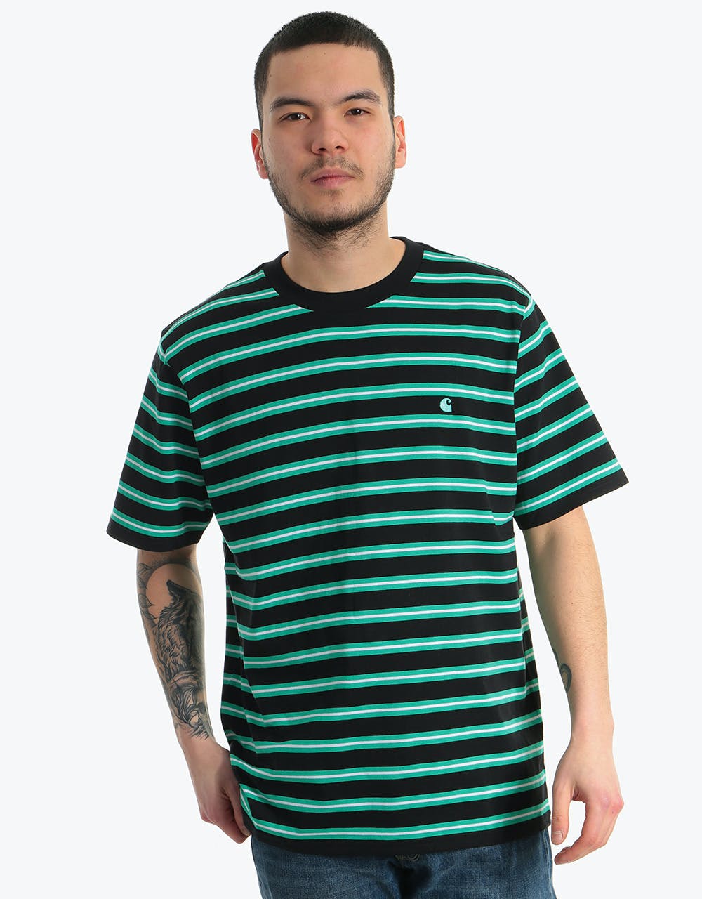 Carhartt WIP S/S Oakland T-Shirt - (Oakland Stripe) Black/Yoda