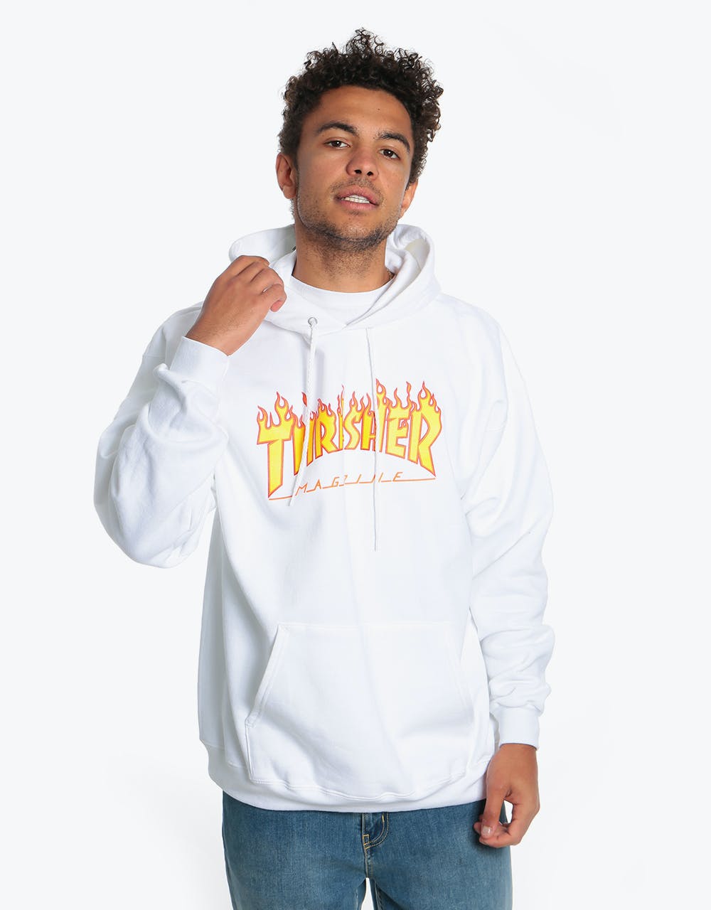 Thrasher Flame Logo Pullover Hoodie - White