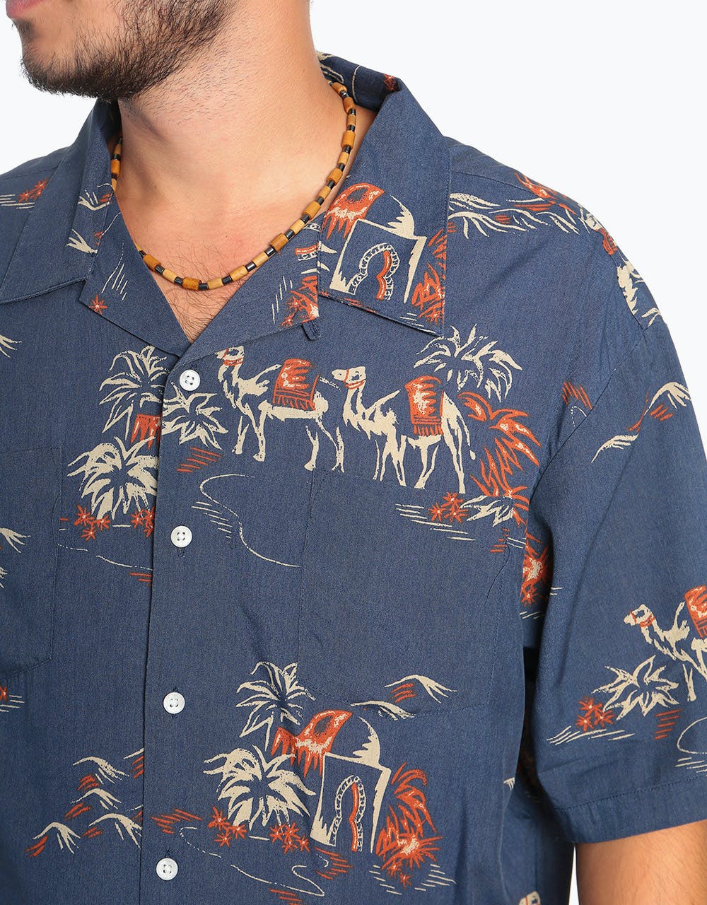 Brixton Cruze S/S Woven Shirt - Washed Navy/Ginger