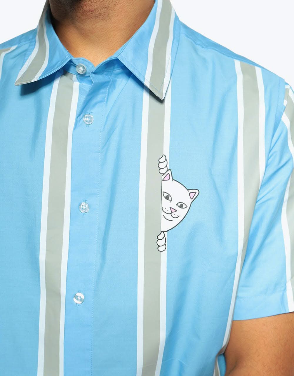 RIPNDIP Peeking Nerm 2.0 Striped S/S Shirt - Blue/Grey/White