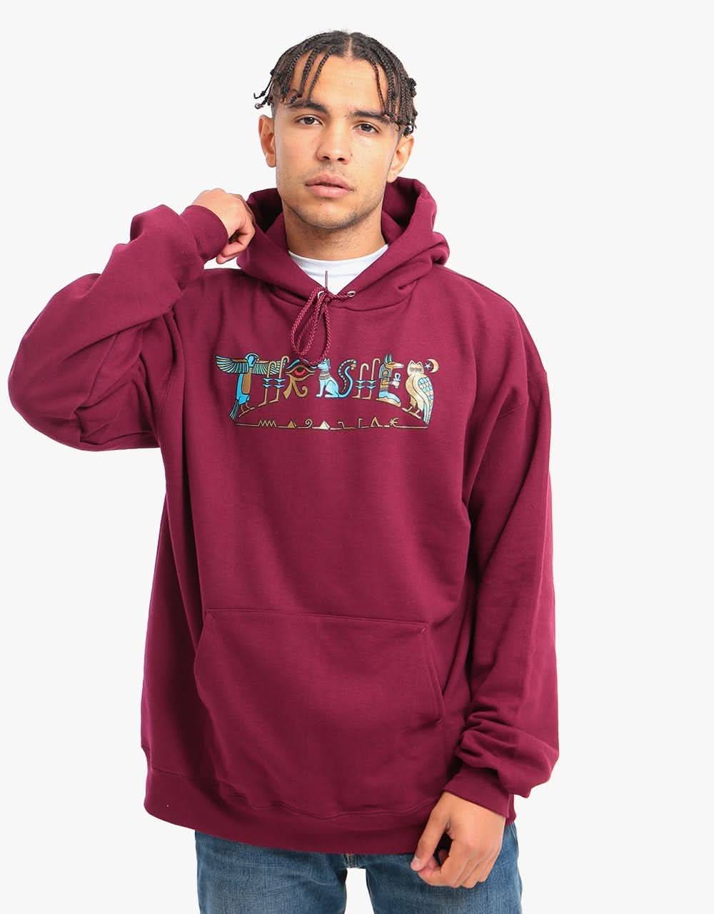 Thrasher hieroglyphic hoodie maroon Clearance