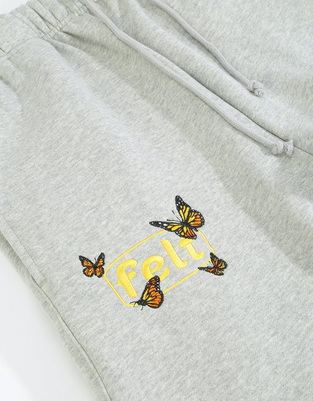 Felt Butterfly Embroidered Sweatpants - Heather Grey