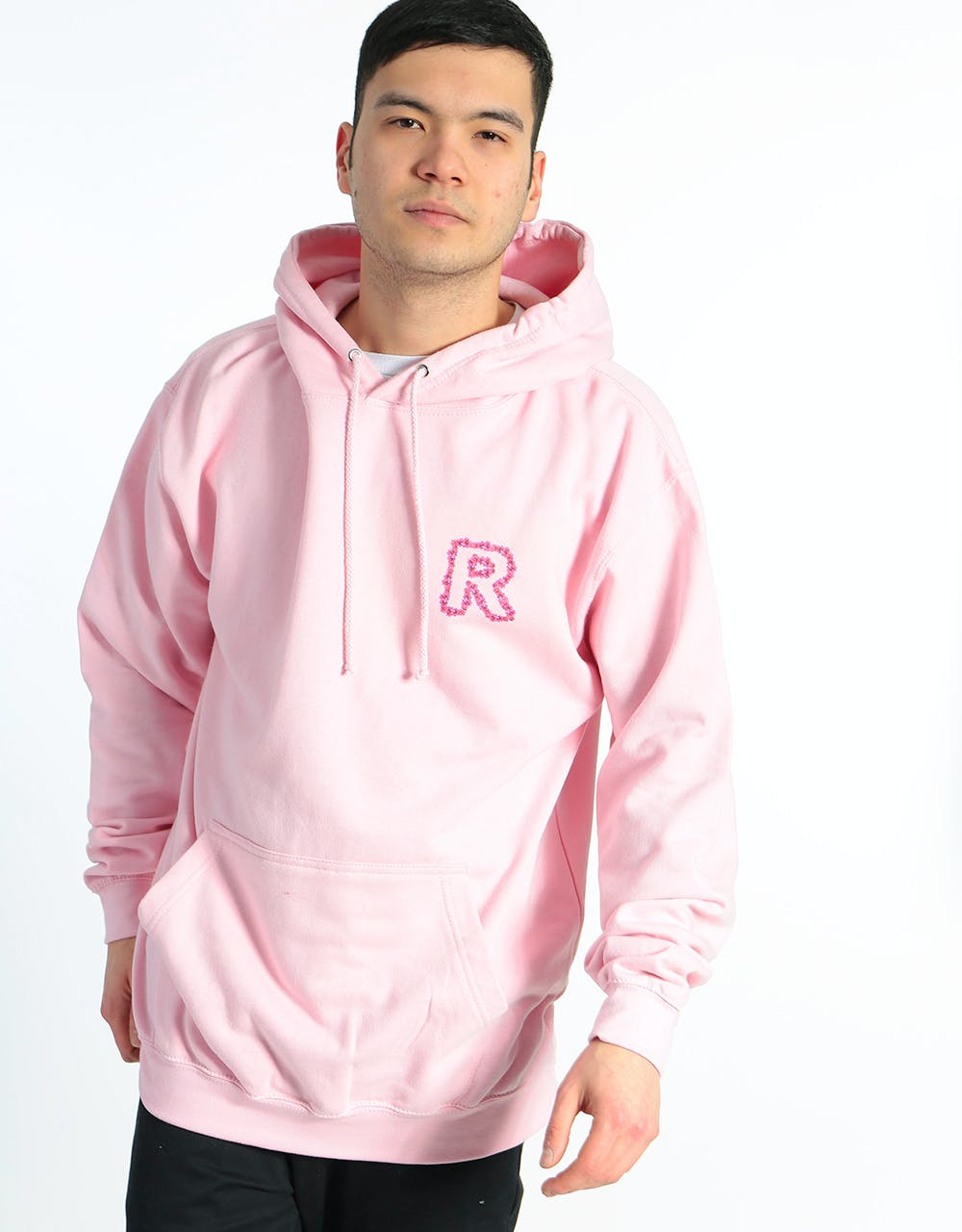 Route One Flowers Pullover Hoodie - Baby Pink