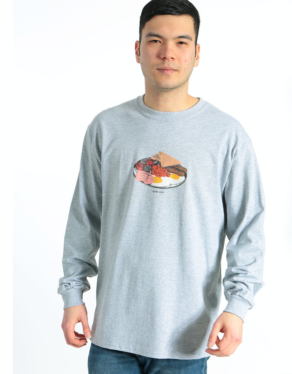 Route One Full English Long Sleeve T-Shirt - Heather Grey