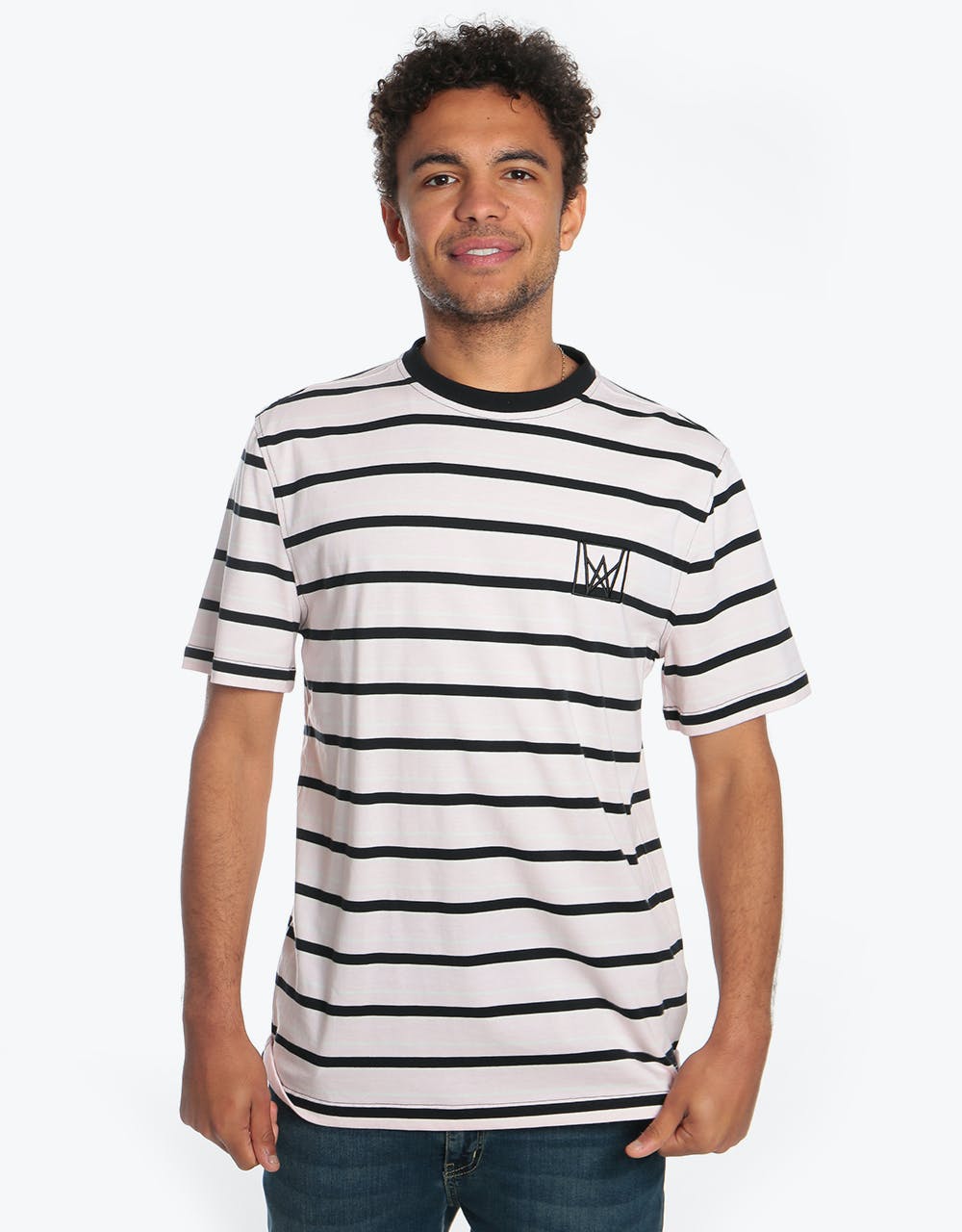 Welcome Icon Stripe S/S Knit T-Shirt - Light Pink