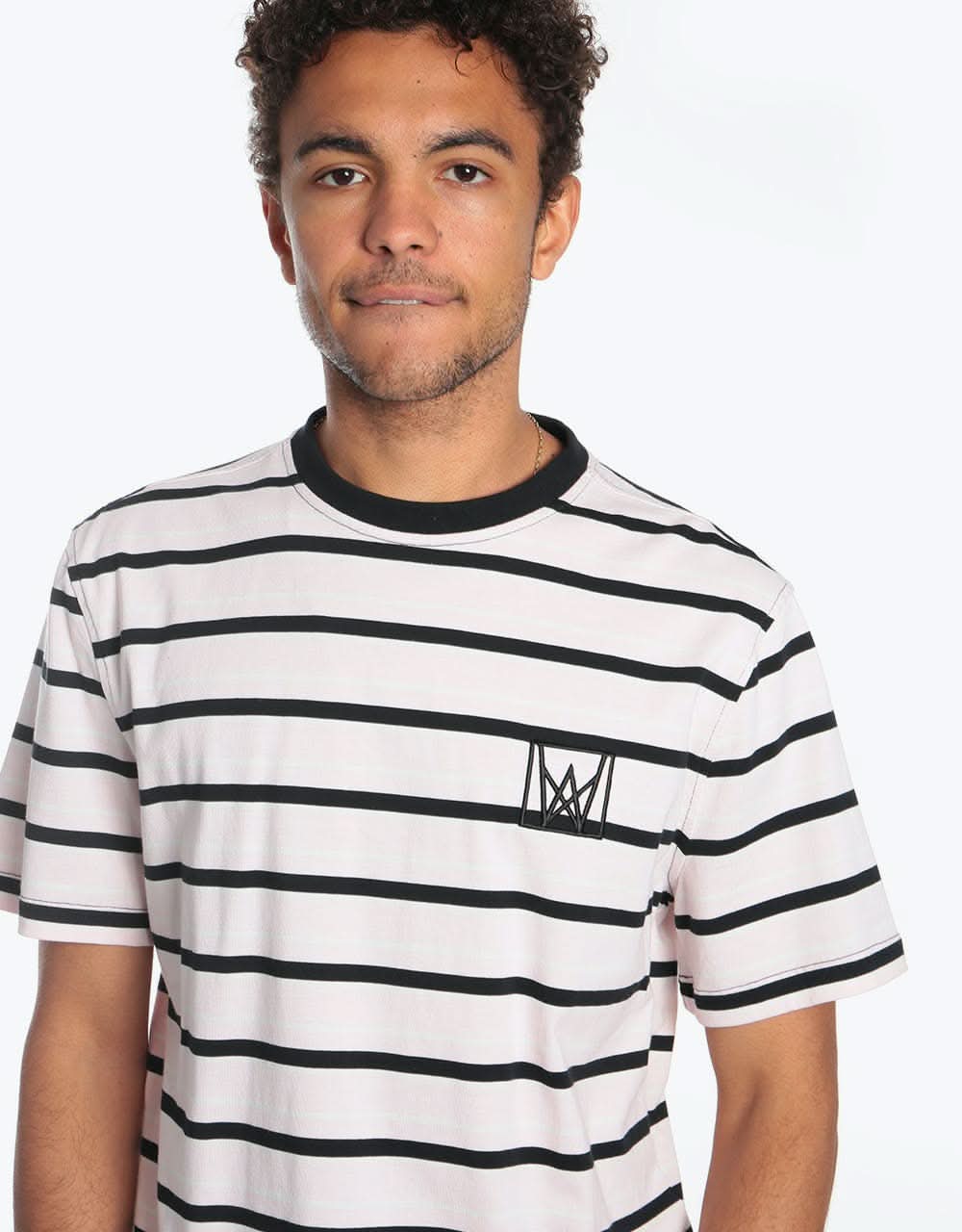 Welcome Icon Stripe S/S Knit T-Shirt - Light Pink