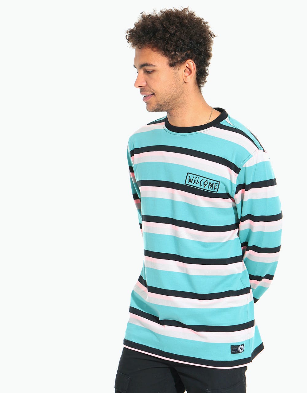Welcome Medius Stripe L/S Knit T-Shirt - Dusty Teal