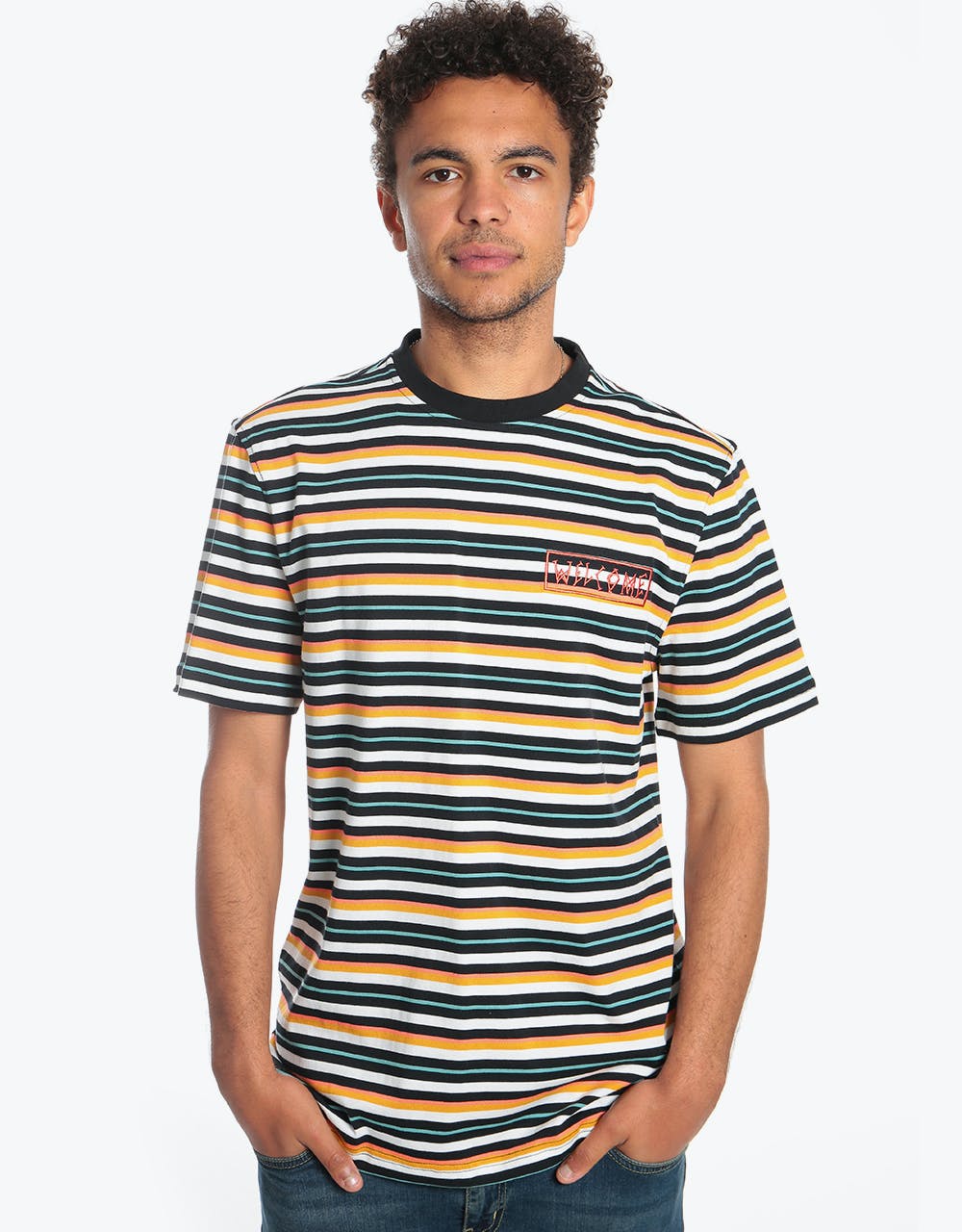 Welcome Surf Stripe S/S Knit T-Shirt - Sunrise