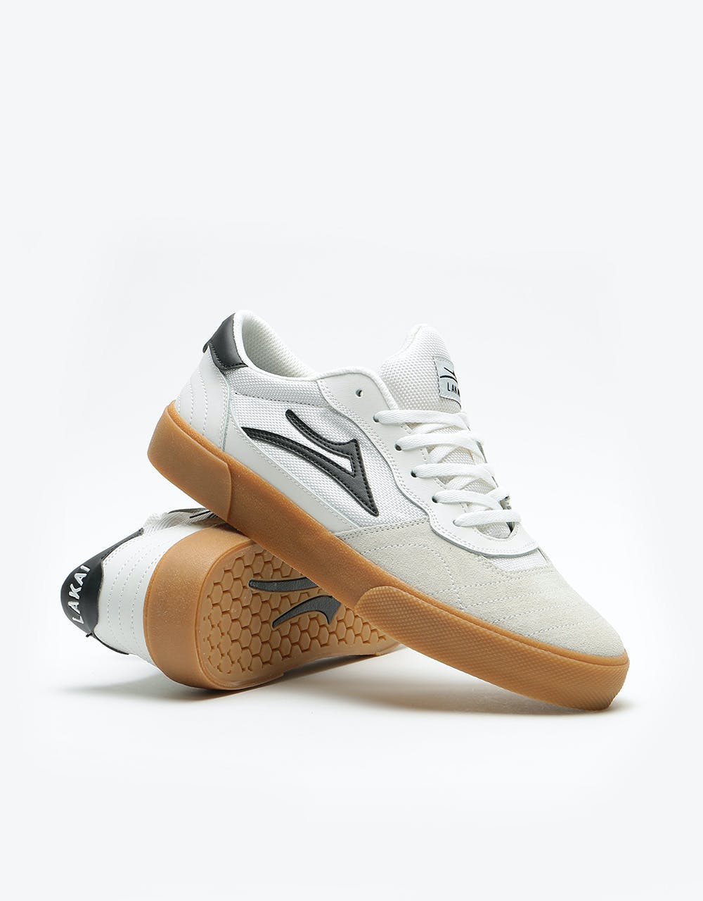 Lakai Cambridge Skate Shoes - White/Black Suede