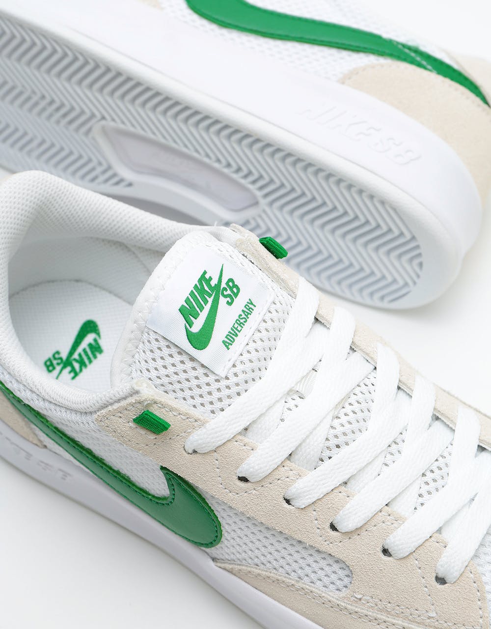 Nike SB Adversary Skate Shoes - White/Pine Green-White-White