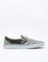 Vans Classic Slip-On Skate Shoes - (Checkerboard) Forest Night/True White