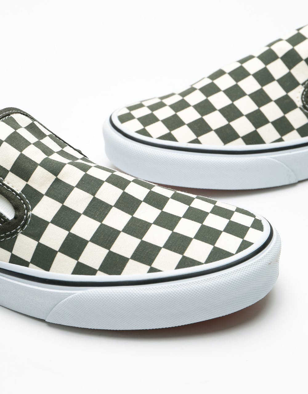 Vans Classic Slip-On Skate Shoes - (Checkerboard) Forest Night/True White