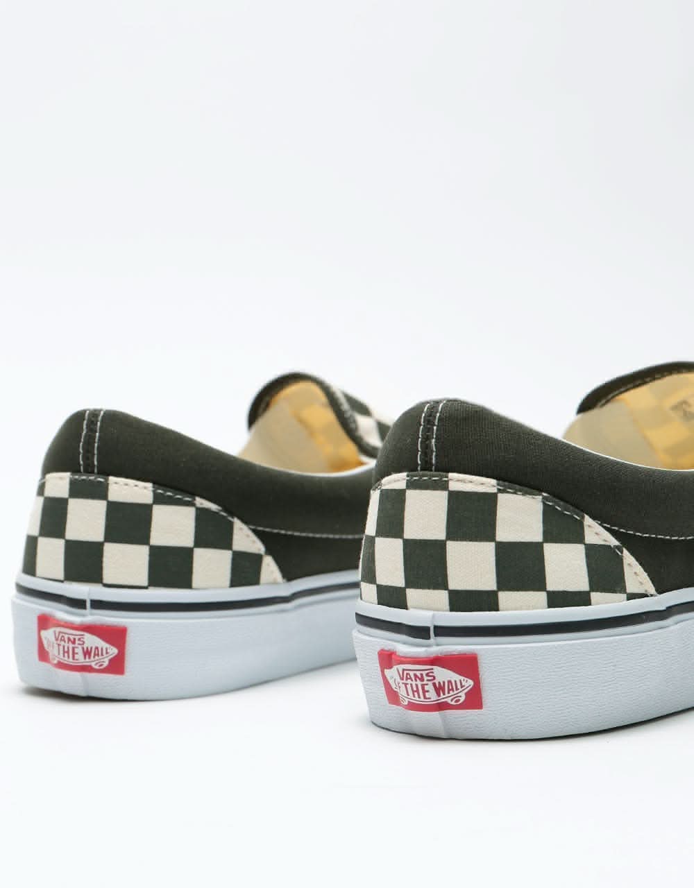 Vans Classic Slip-On Skate Shoes - (Checkerboard) Forest Night/True White